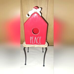 New Rae Dunn Artisan Collection Red Peace Birdhouse Outdoors Home Decor Finches